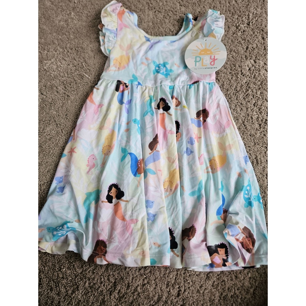 Little Sleepies Play Mermaid Flutter Sleeve Bamboo Viscose Dress 3T NWT